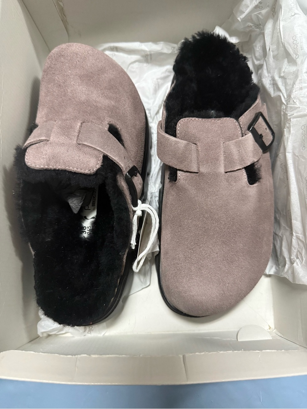 Birkenstock Boston papillio shearling clogs size 38 in faded purple